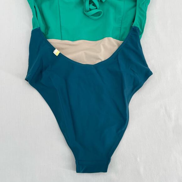 Summersalt The Swan Dive Green Teal Seaglass Seaweed Keyhole One Piece Swimsuit - Picture 7 of 13